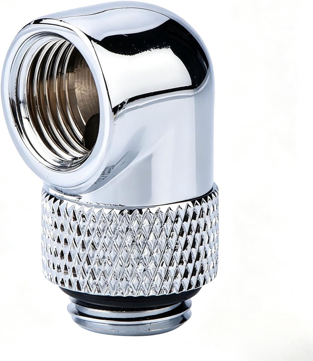 90 graden hoek-draaibuisschroefverbinding PC-waterkoeling G1/4 schroefdraad hoekconnector (zilver)