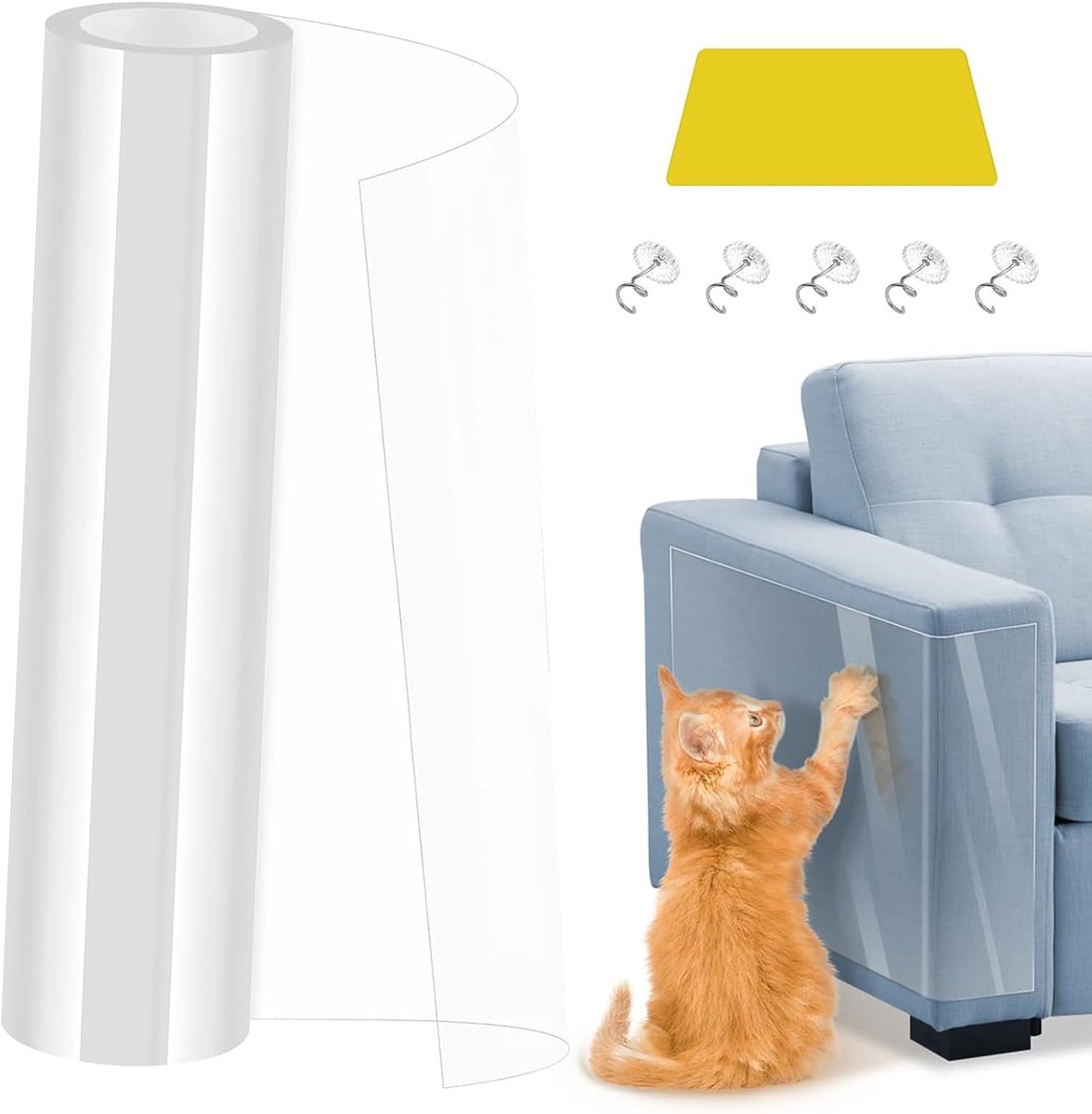 Krabbescherming voor katten, 20 cm x 3 m, krasbestendige kat, transparante bank, zelfklevend krabmat voor katten, voor banken, deuren, tafels en meubels
