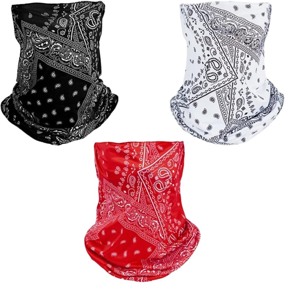 3 stuks Ice Silk anti-uv, winddicht, outdoor, mountainbike, vissen, zweet, bandana (zwart/grijs/wit)