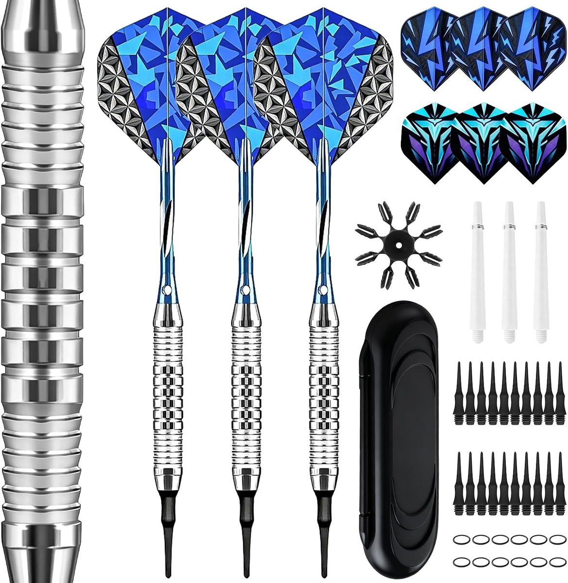 Dartpijlen met kunststof punt voor elektronisch dartbord: 3 stuks soft dartpijlen set, professionele softdarts dartpijlen, voor sport en vrije tijd, zachte dartpijlen met extra schachtflights