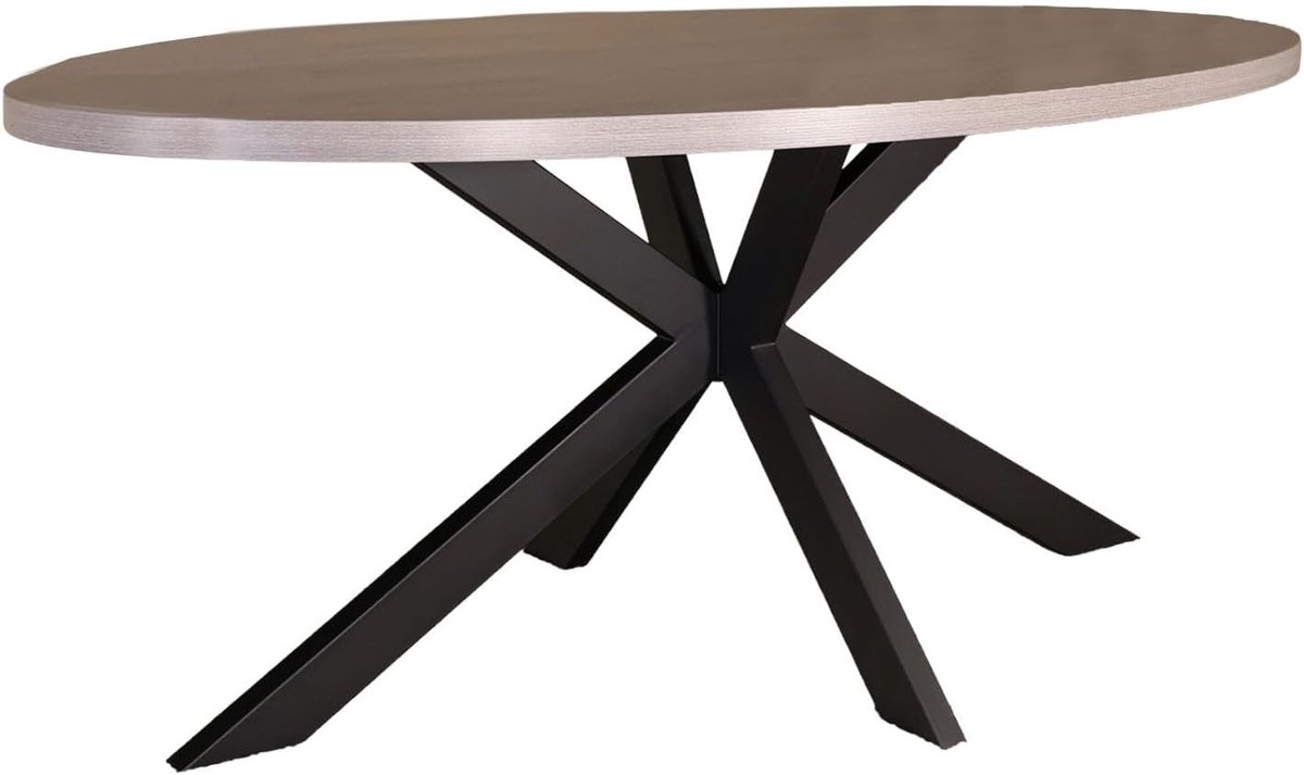 Eettafel ovaal melamine 180cm Tommy grijs ovale tafel