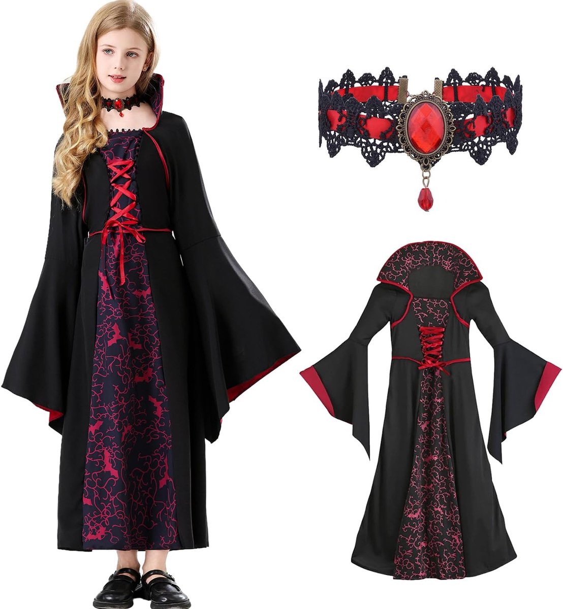 Kinderen Halloween meisjeskostuum kinderen gothic vampierkostuum Dracula meisjesjurk carnaval themafeest dracula cosplay party