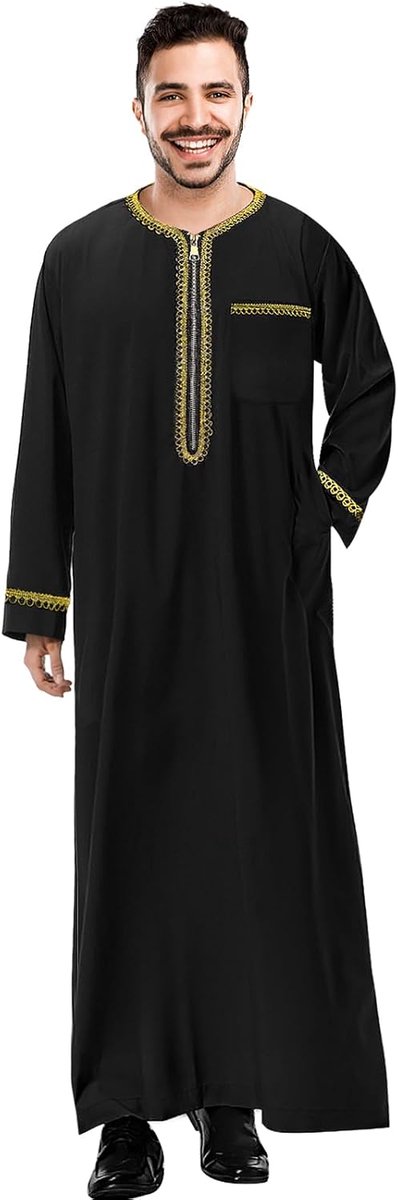Robe voor moslimmannen, lange gebedskleding, islamitisch moslimkostuum, losse vintage robe, kleding voor moslimmannen, islamitische jurk, geschenken