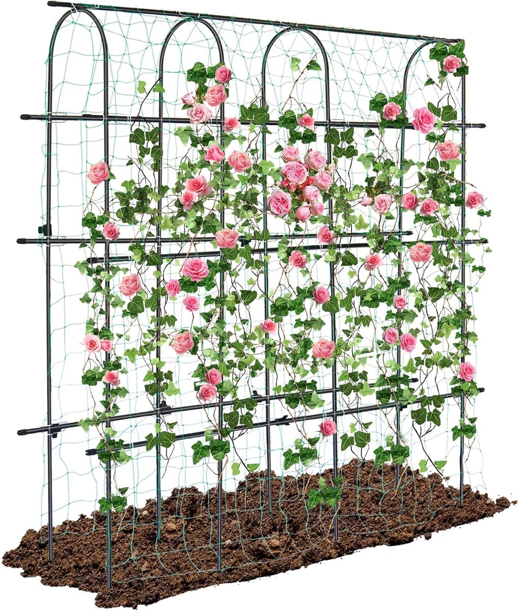 Tuinscherm klimplanten 1,8m U-vorm - Rvs met UV-bescherming - Ondersteuning voor groentebonen en fruit - ShopVlot