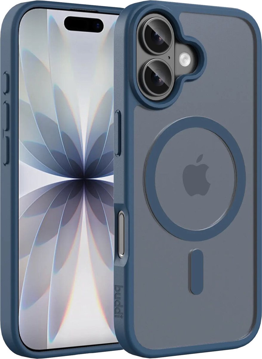 Buddi Frost Hoesje Geschikt voor Apple iPhone 17 - Mat Donker Blauw - MagSafe Back Cover - Matchende kleur - Shockproof - Slank