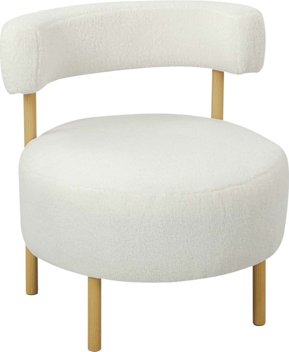 Homona Fauteuil met sherpa-fleece bekleding - 67 x 67 x 71 cm - Crèmewit