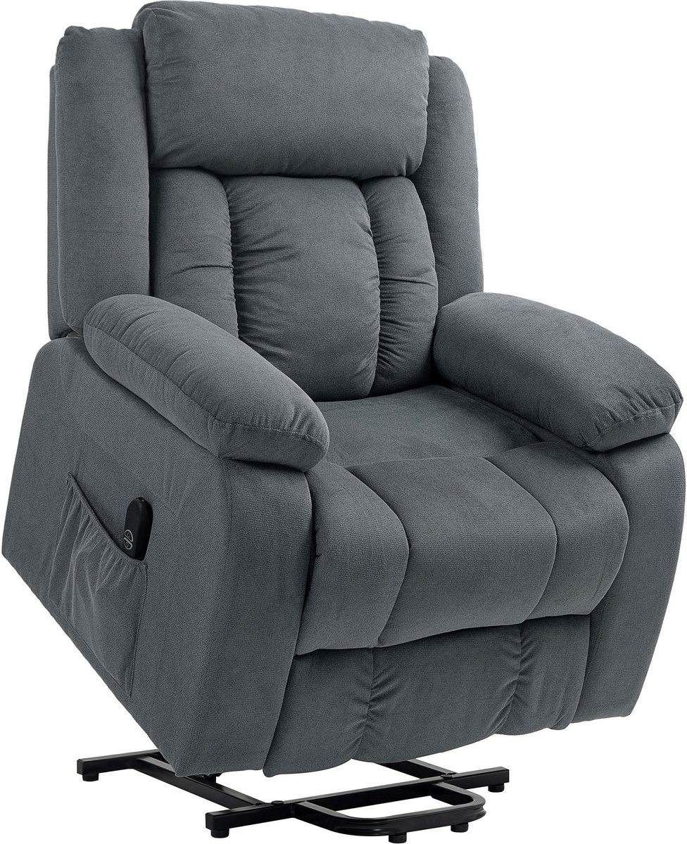 Homona Elektrische sta-opfauteuil - Met afstandsbediening, USB-poort en 2 zijvakken - 92 x 94 x 105 cm - Bruin