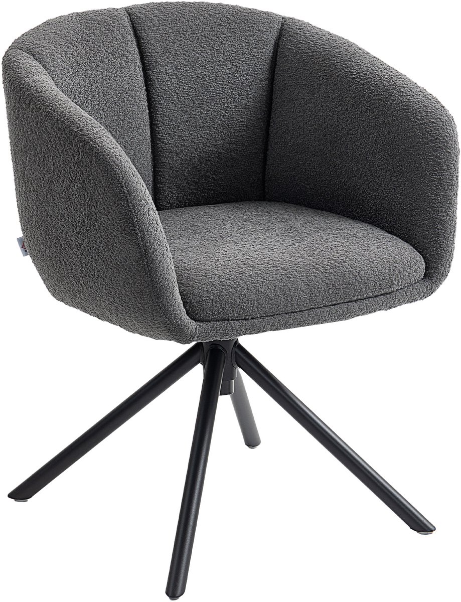 Homona Draaifauteuil - 360° draaibaar - Met zachte bekleding - 58,5 x 59 x 78,5 cm - Donkergrijs