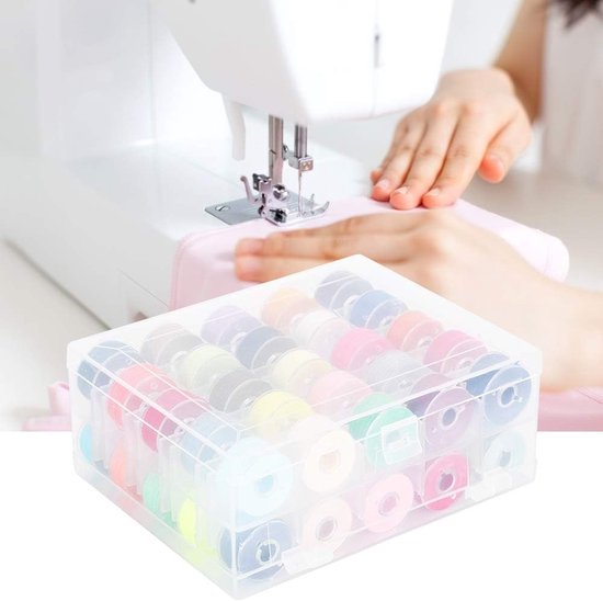 50 Stuks Spoelset met Dubbele Laag en Transparante Opbergdoos in Diverse Kleuren voor Borduren en Naaien met Polyester Draad en Voorgeweven Bobbins — afbeelding 5