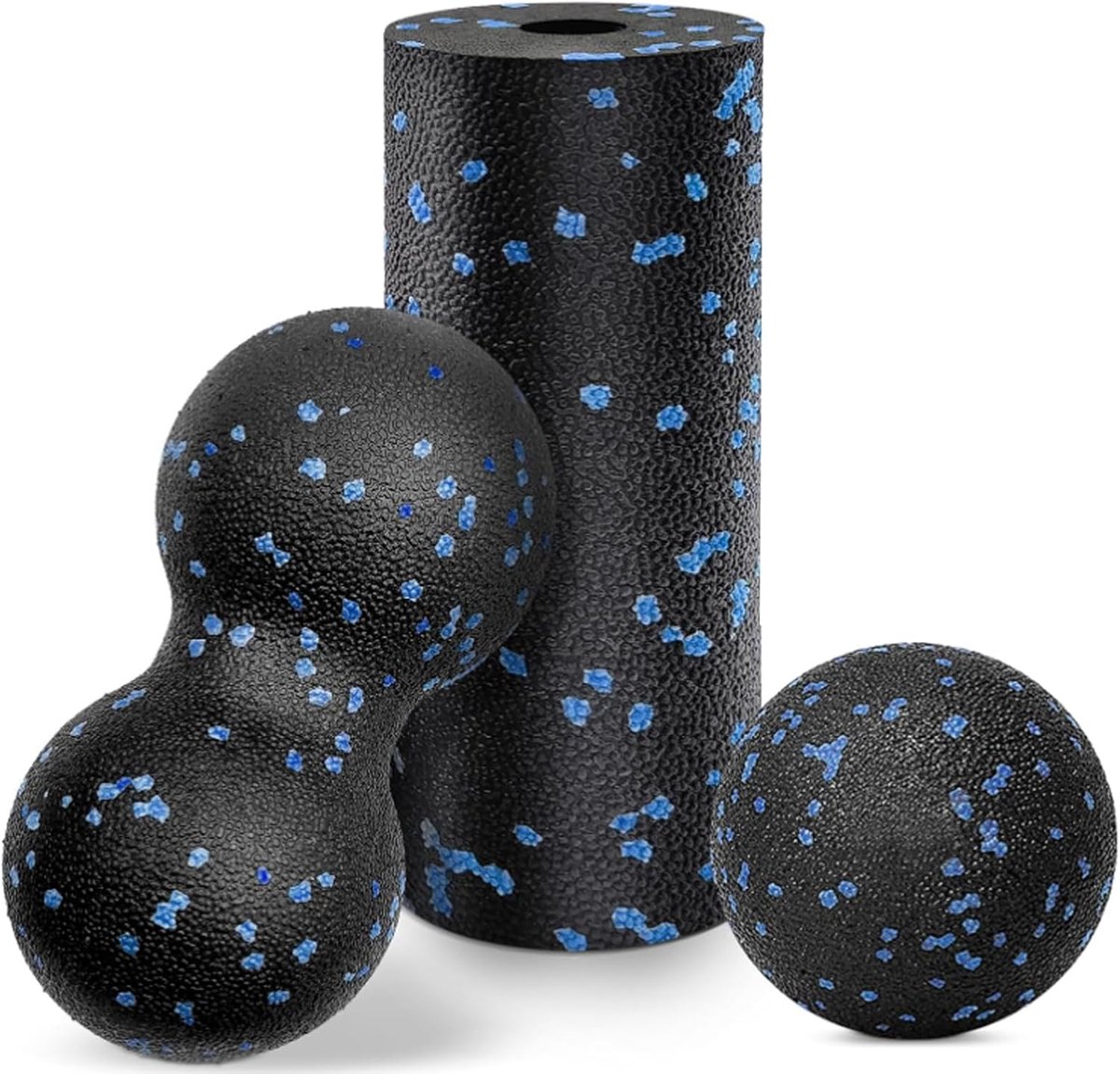 SnelShoppen - Set van 3 Massageballen en Fasciarollers, Duoball en Lacrosse Bal voor Spierontspanning, Ideaal voor Rug, Nek, Voeten, Handen en Trigger