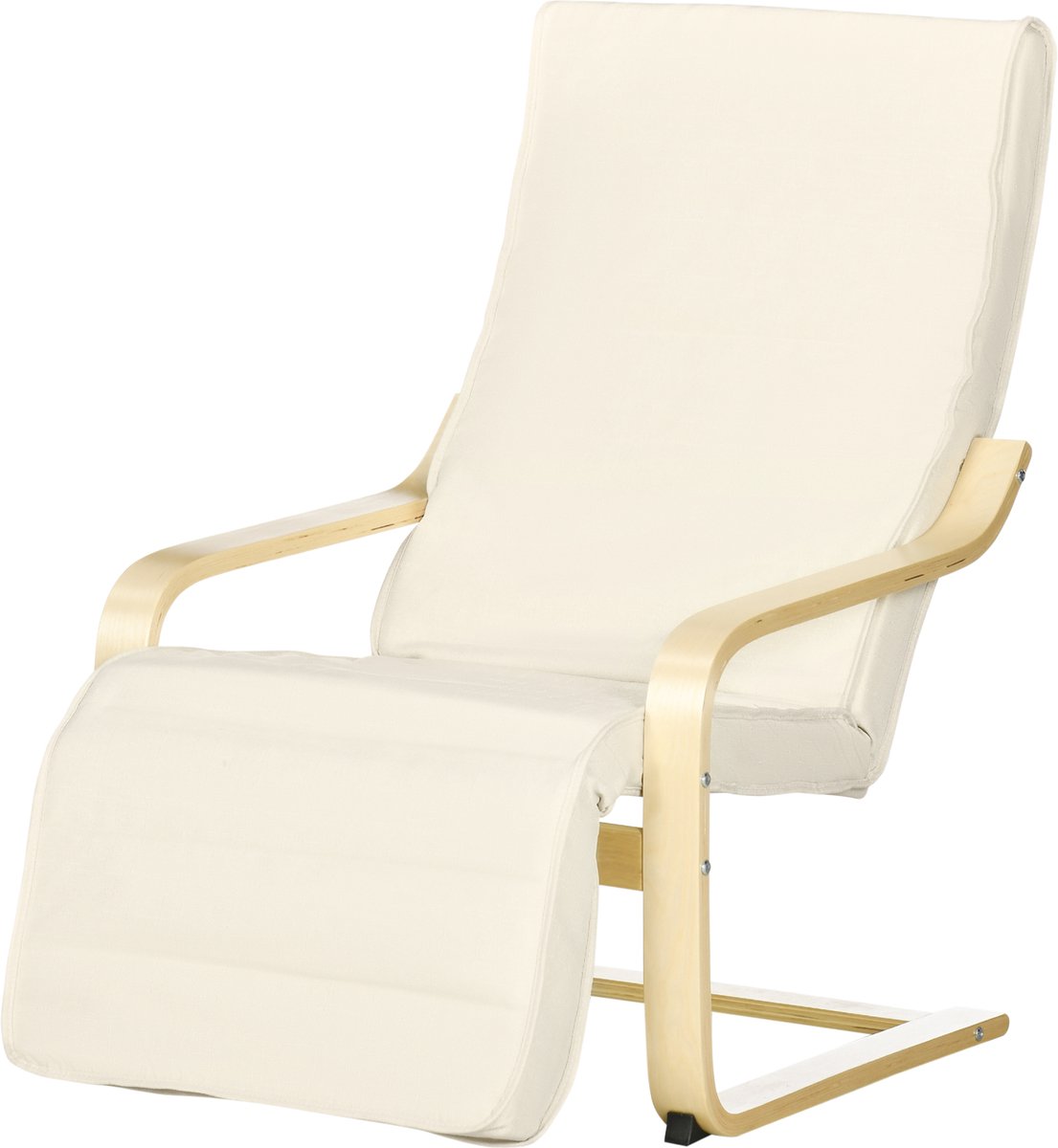 Homona Relaxfauteuil met 5-standen voetensteun - Met kussen - 66,5 x 94 x 100 cm - Crèmewit