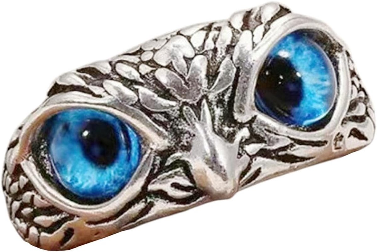 Karma NH10109255 damesring Uil Zilver Blauw Acryl verstelbare ring Damessieraad Damescadeau Vrouwen vingerring Uilenring