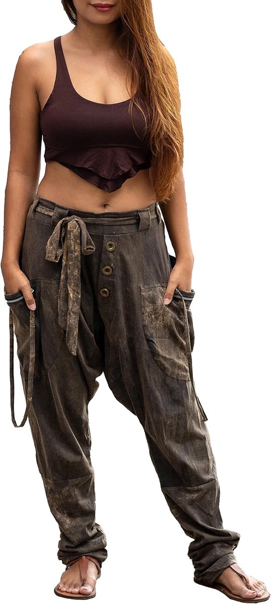 Harem Loose Yoga Travel Lounge Pants with Pockets Casual Boho (Nebula)