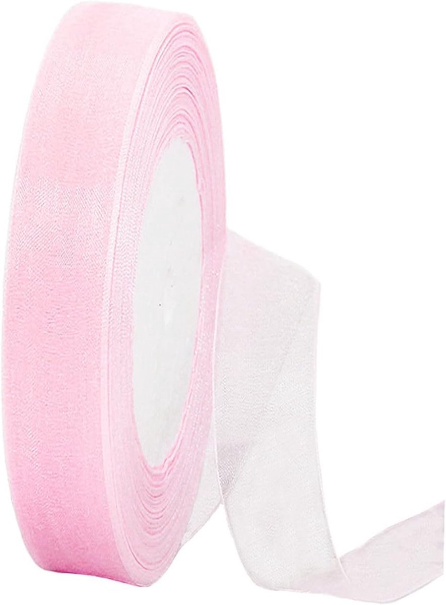 Macaron Roze Organza Chiffon 15mm Gift Wrap, 45m Chiffon Haar Lint, Bruiloft Decor