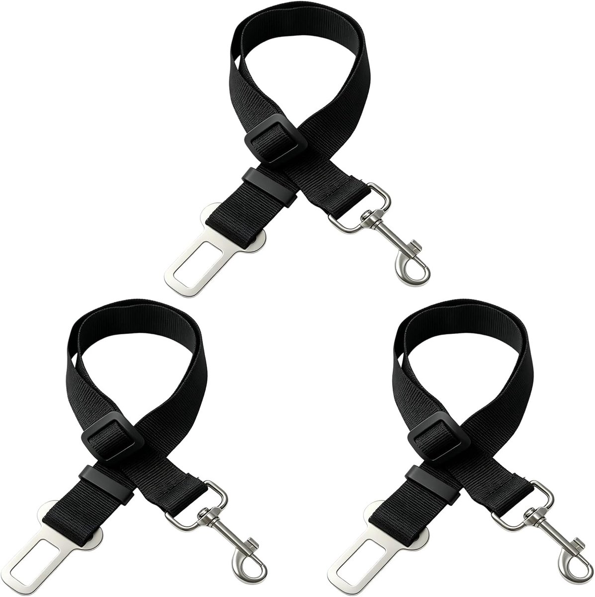 Veiligheidsgordel voor honden, 3 stuks, verstelbaar, voor achterbank, veiligheidsgordel voor auto, kleine en grote honden, veiligheidsgesp voor de ruggordel