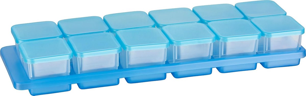 Mini-diepvriesdoos, rechthoekig, 3,5 x 3,5 x 3,3 cm, 0,03 l (12 stuks) & houder (1 stuk)