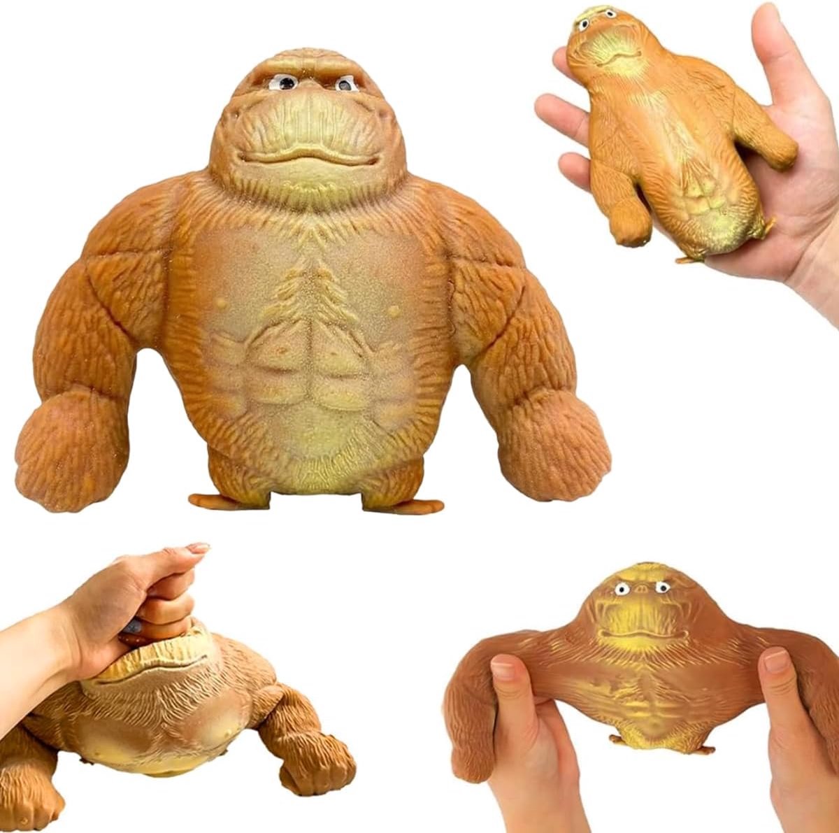 Anti-stress speelgoed, gorilla stress speelgoed, schattig squishy soft squeeze speelgoed, anti-stress speelgoed, gorilla, bruin, geschikt voor volwassenen en kinderen,
