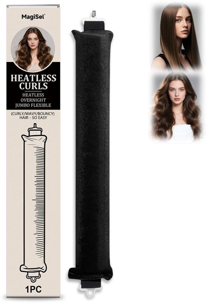 Dailygoods - Heatless Curls Band, nieuwe krulspelden 's nachts 1 stuk - overnight blowout krullen zonder hitte - DIY - zwart