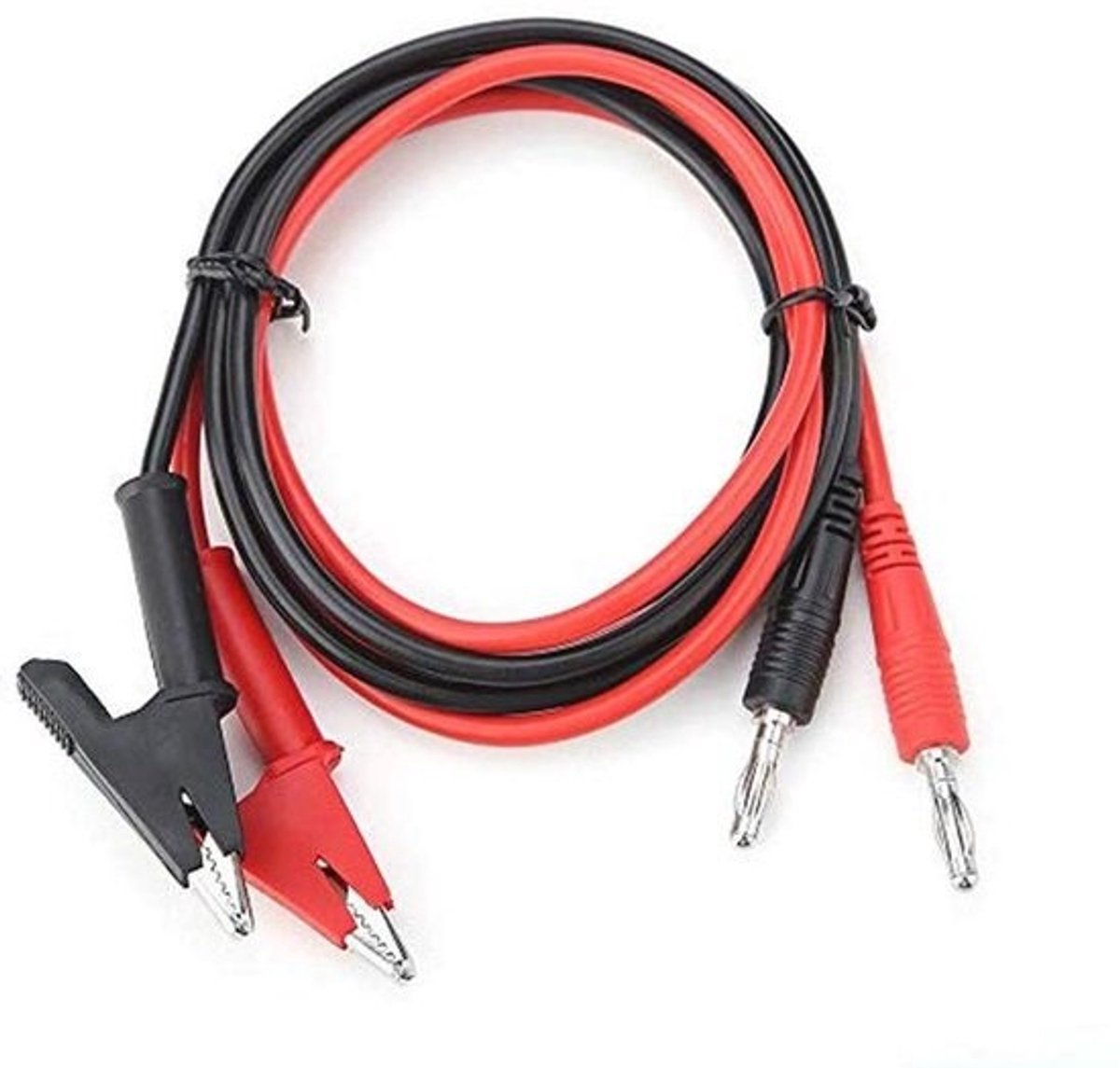 15A 4mm banaanplug naar alligatorklem-testkabel - rood en zwart - 2 stuks