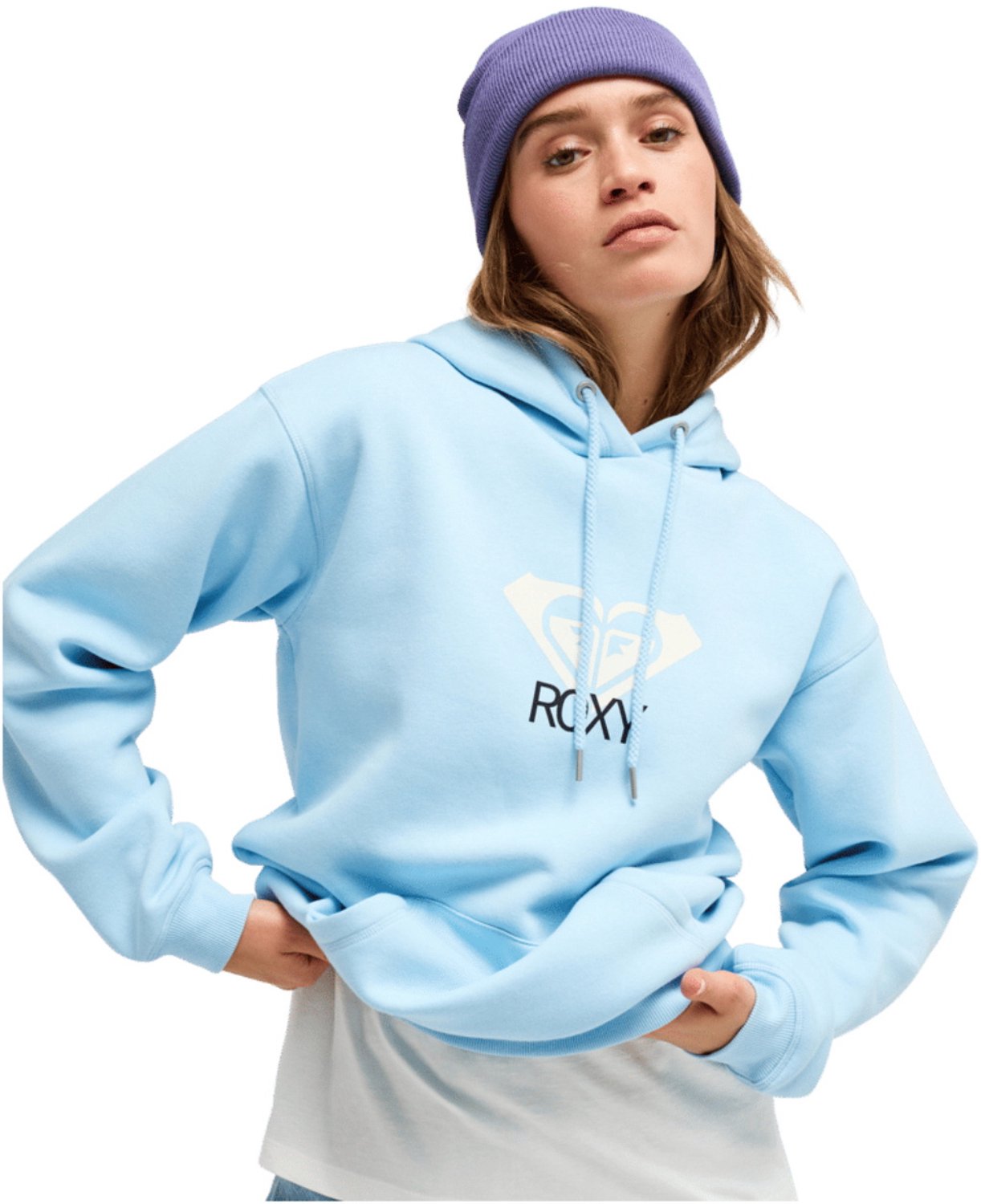 2026 Roxy Dames Surf Stoked Geborstelde Kunst Hoodie Ceru Blauw