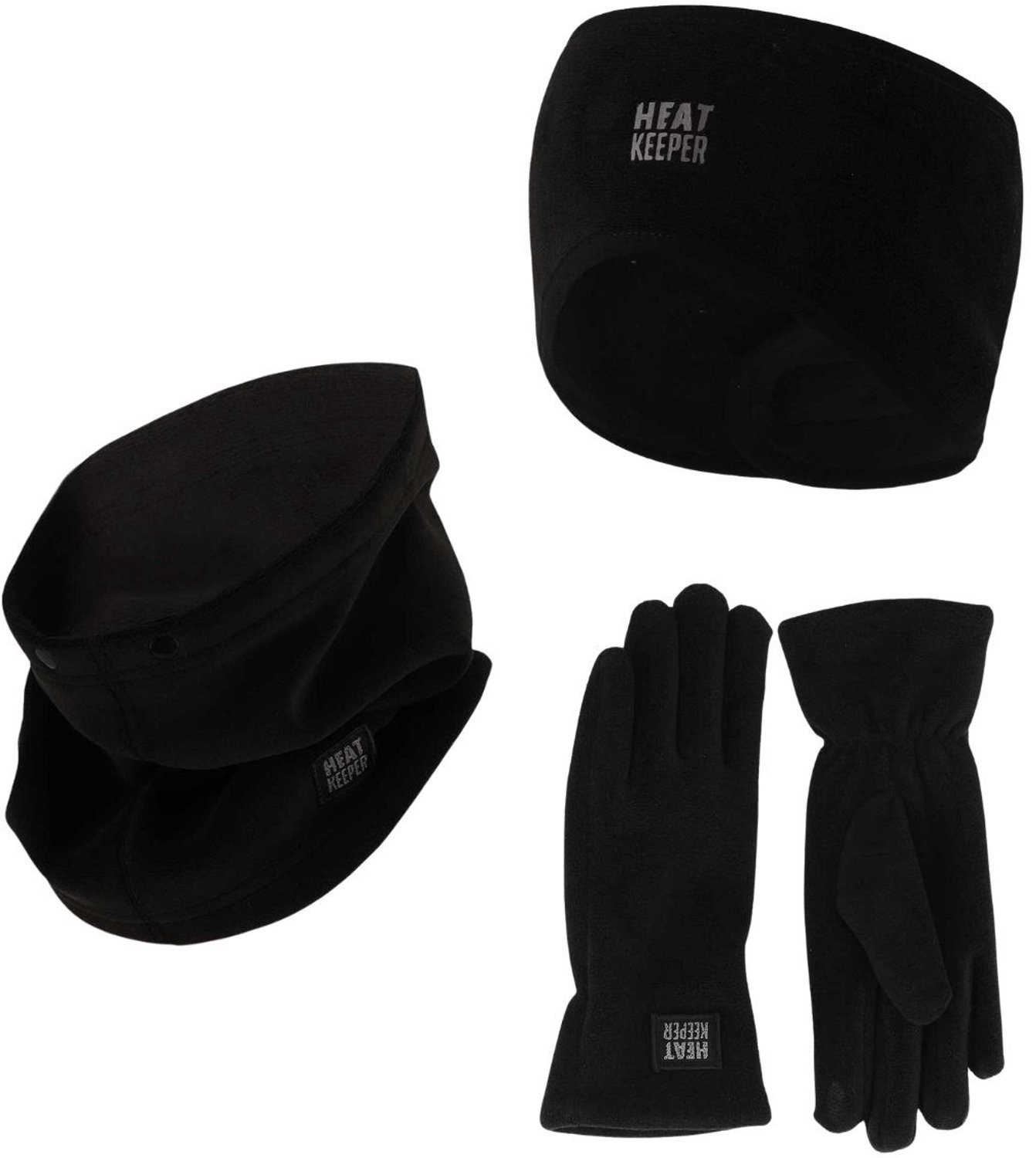 Heatkeeper Dames Winter Thermo Set - Fleece - Hoofdband + Handschoenen + Nekwarmer - Zwart - One Size