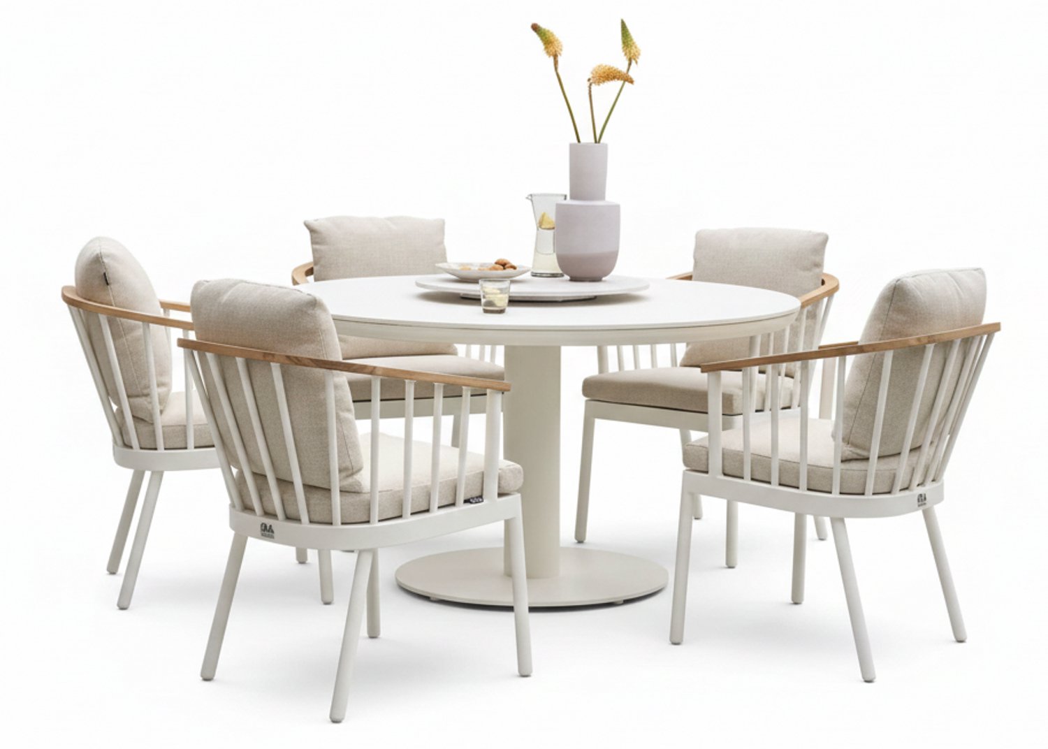 Apple Bee Condor Dining Tuinset Ø 140 cm - 6-delig - Oyster