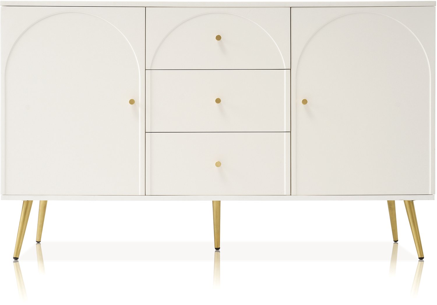 SONNENH Crèmewit dressoir met 2 deuren, 3 laden en boogfronten - 140 x 40 x 84 cm