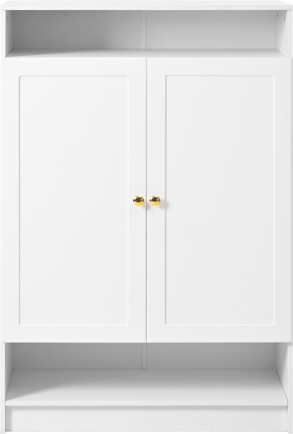 SONNENH Witte schoenenkast met 2 deuren, verstelbare planken en open vakken - 73 x 34 x 109 cm