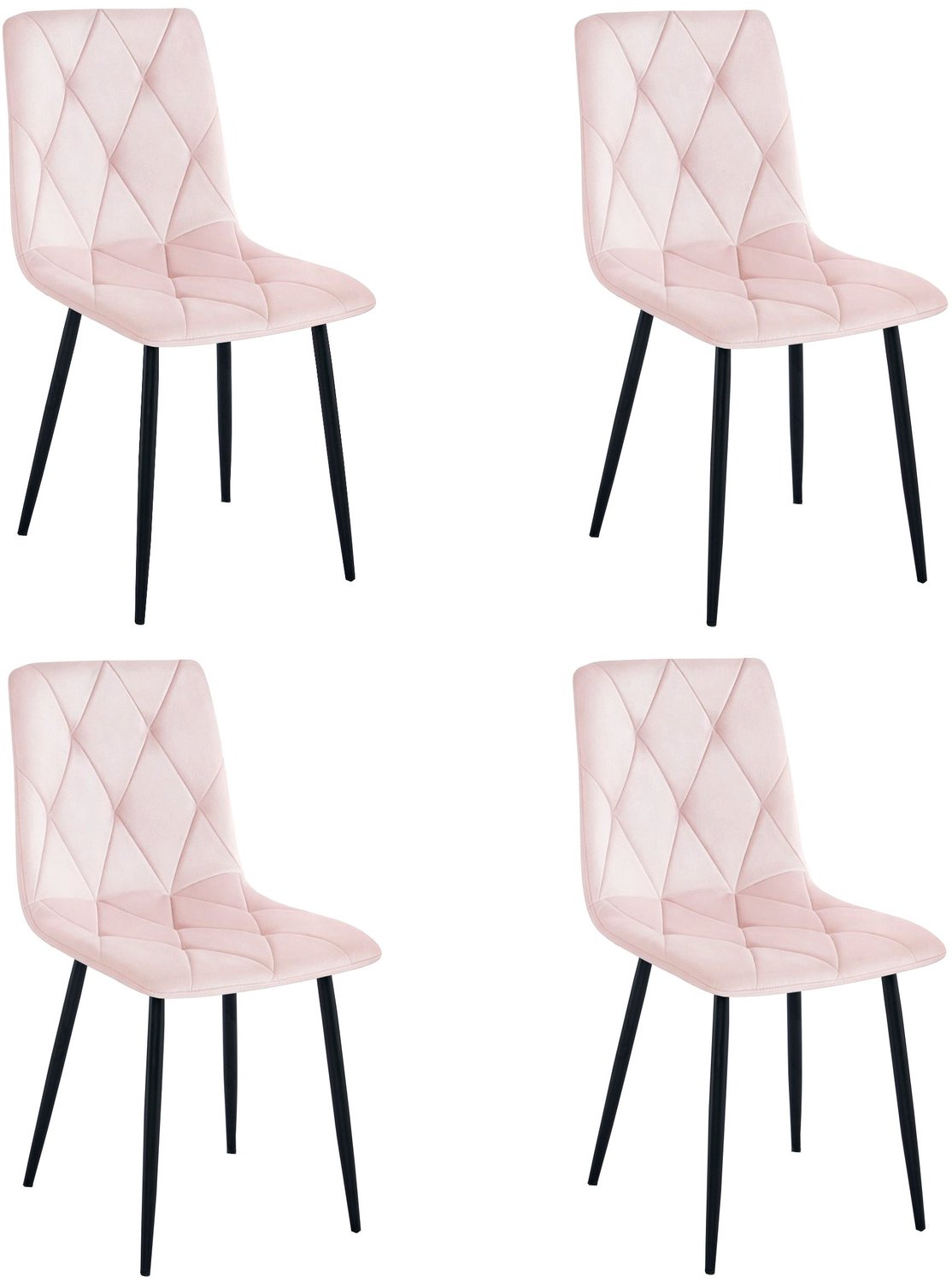 LEOBERT LIBRA Eetkamerstoelen – Set van 4 – Zwart Velvet – Zwarte Metalen Poten – Comfortabele Gestoffeerde Zitting – Modern Design – Velvet Stoel voor Woonkamer, Keuken en Eetkamer – Max. 110 kg per Stoel