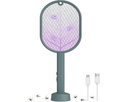 Elektrische vliegenmepper 2-in-1 zapper - UV-muggenlamp, USB-oplaadbaar, 2700 V - Groen voor binnen en buiten