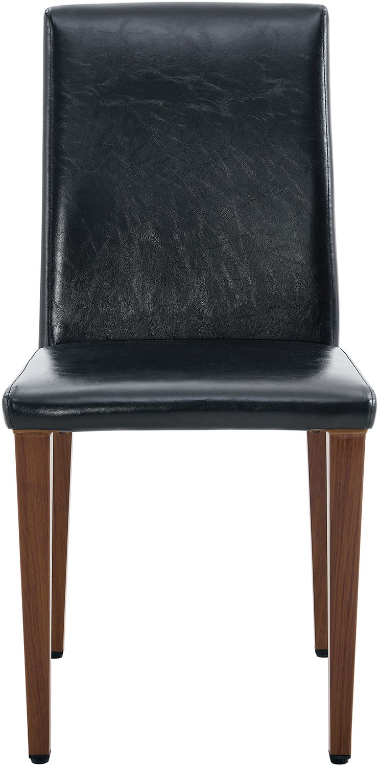 SONNENH Eetkamerstoelen set van 6 - Zwart PU-kunstleer - Hoge rug - Walnootkleurige metalen poten - Hoogte 90 cm Zwart met walnootkleurige metalen poten