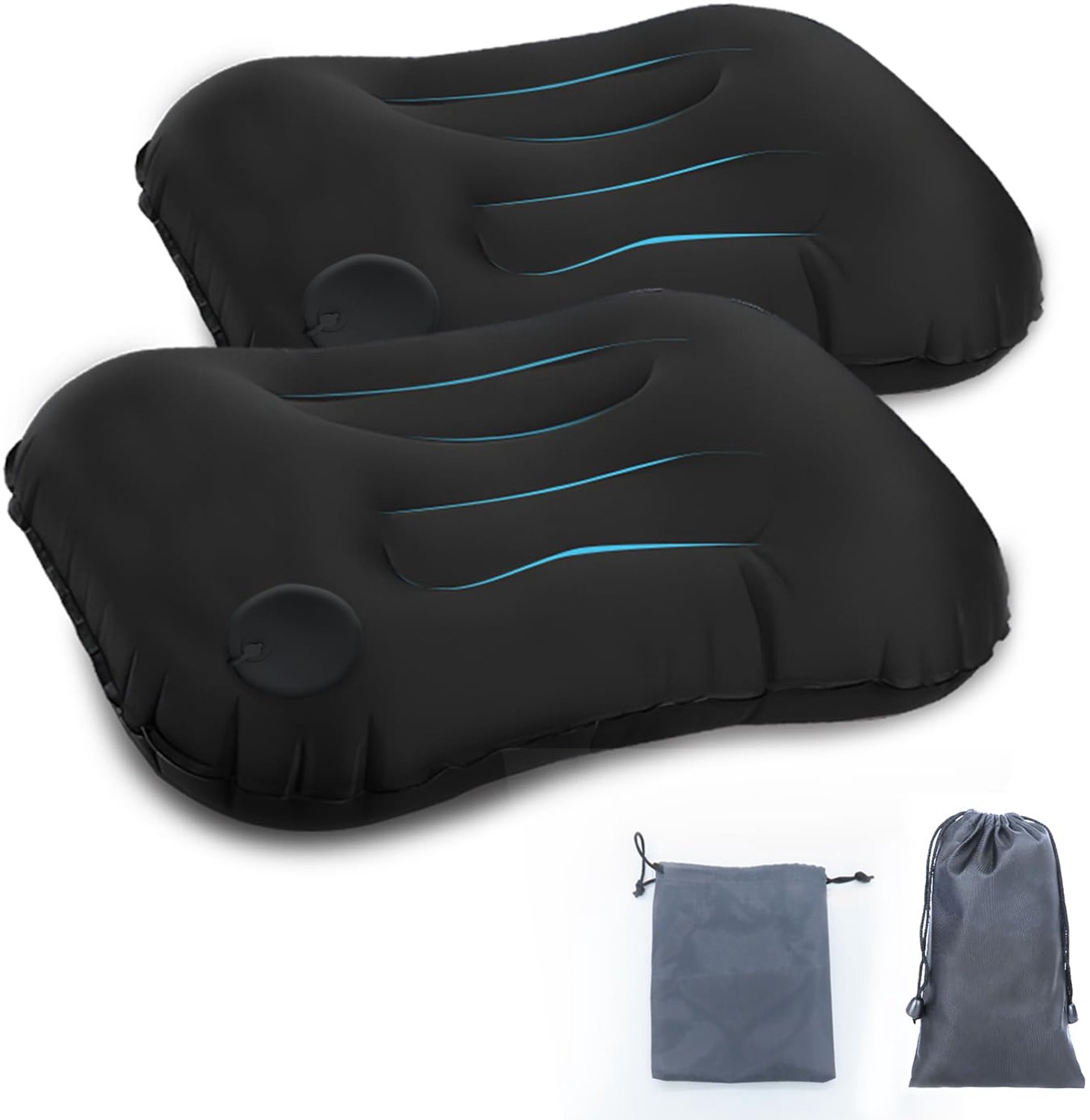 Opblaasbaar camping kussen 2 stuks - ultralicht - lichaamscurvesontwerp - perfect voor kamperen - m-winkel