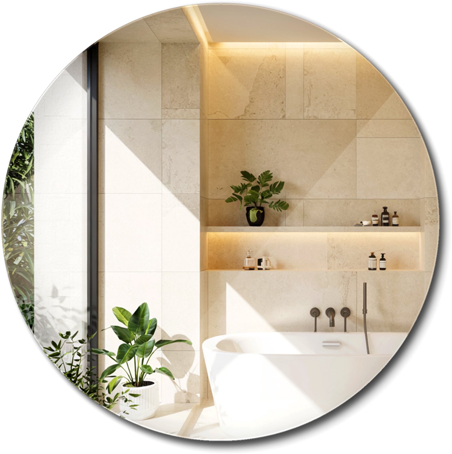 WallMuralia - Ronde spiegel zonder rand - 40 cm - Spiegel rond zonder lijst - Modern wandspiegel - Decoratieve wandspiegel