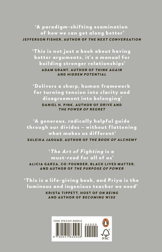 Achterkant van het boek The Art of Fighting met lovende recensies van diverse auteurs, een ISBN-streepjescode en FSC-logo.