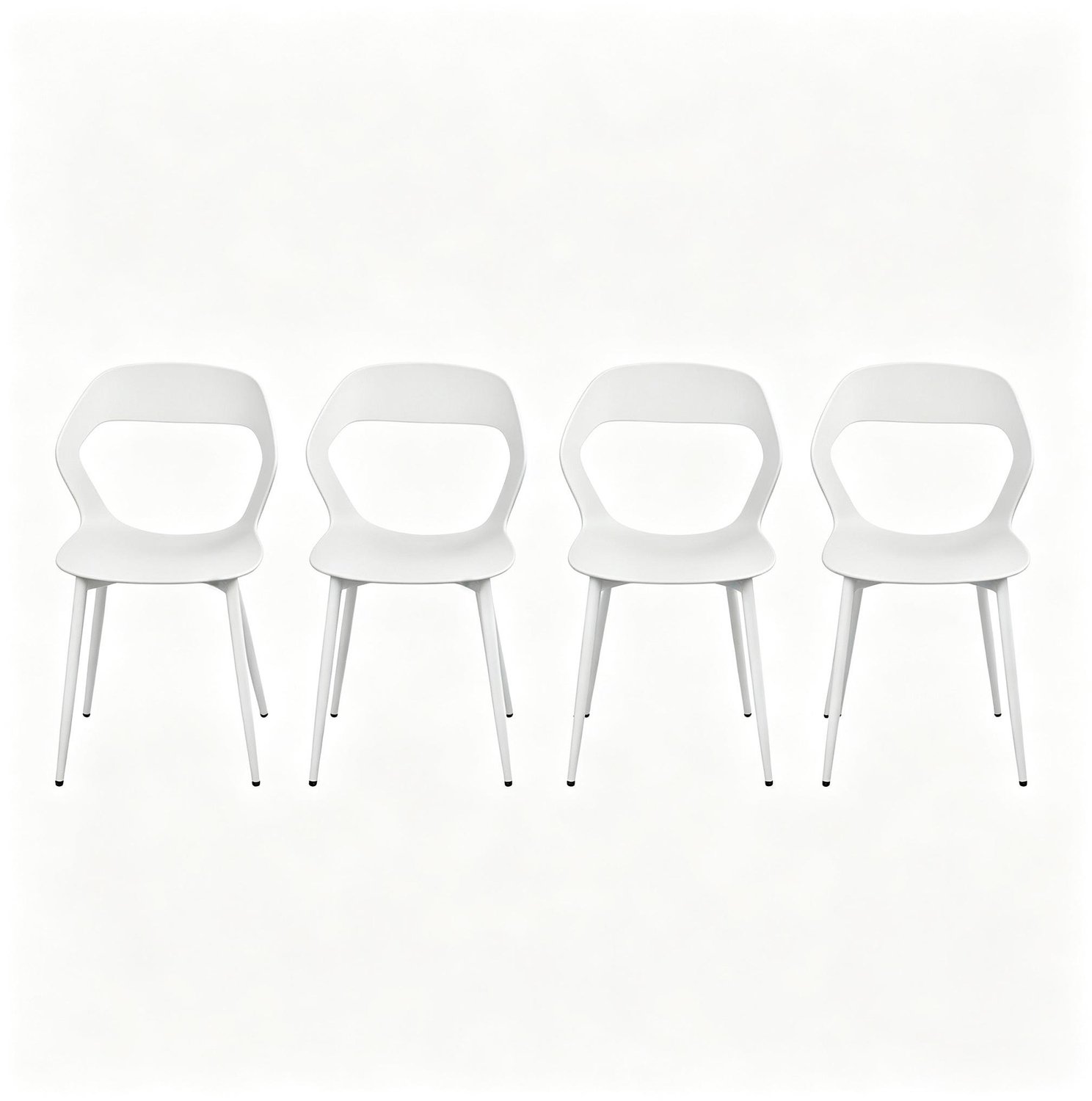 SONNENH Eetkamerstoelen set van 4 - Wit polypropyleen met open rug - Metalen poten