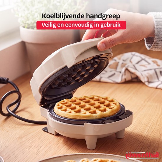 2-in-1 Wafelmaker - Wafelijzer met Verwisselbare Platen - Wafel & Pannenkoeken Maker met Koudgrepen - Mini Wafelmaker met Anti Aanbaklaag - Pancake Maker - Uitneembare Platen - Waffle Maker - Wafelmachine - Waffle Iron - Beige - Löwenthal — afbeelding 2