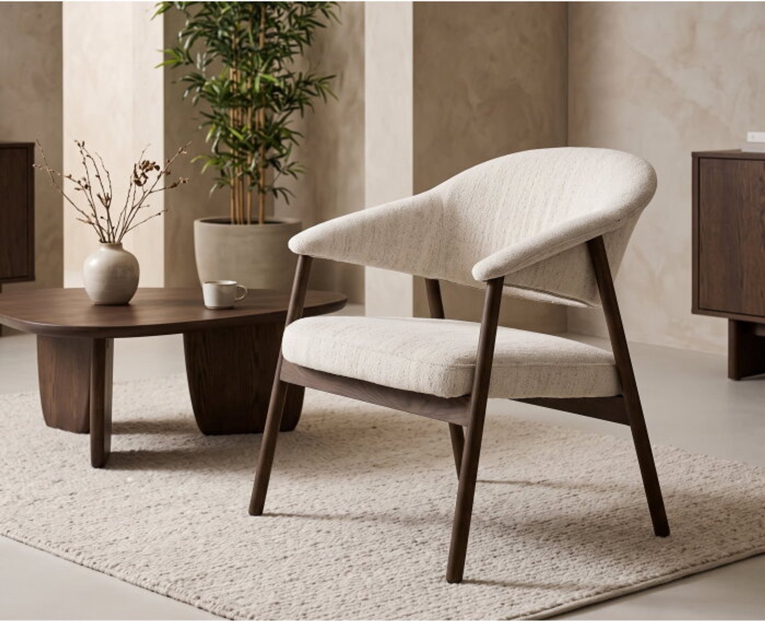 Meubelplaats Fauteuil Elk Japandi - dark espresso eiken - 71x69x76 cm Sand