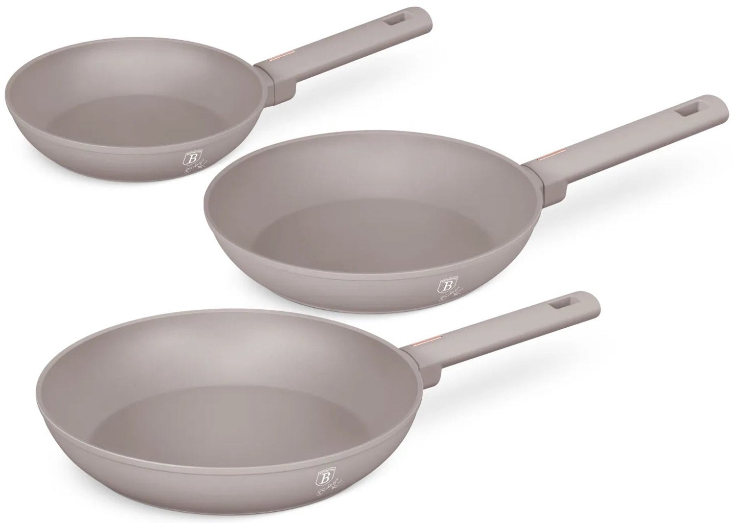Berlinger Haus Koekenpannenset Taupe 3-Delig - ø 20, 24 & 28 cm - geschikt voor alle warmtebronnen - standaard anti-aanbaklaag