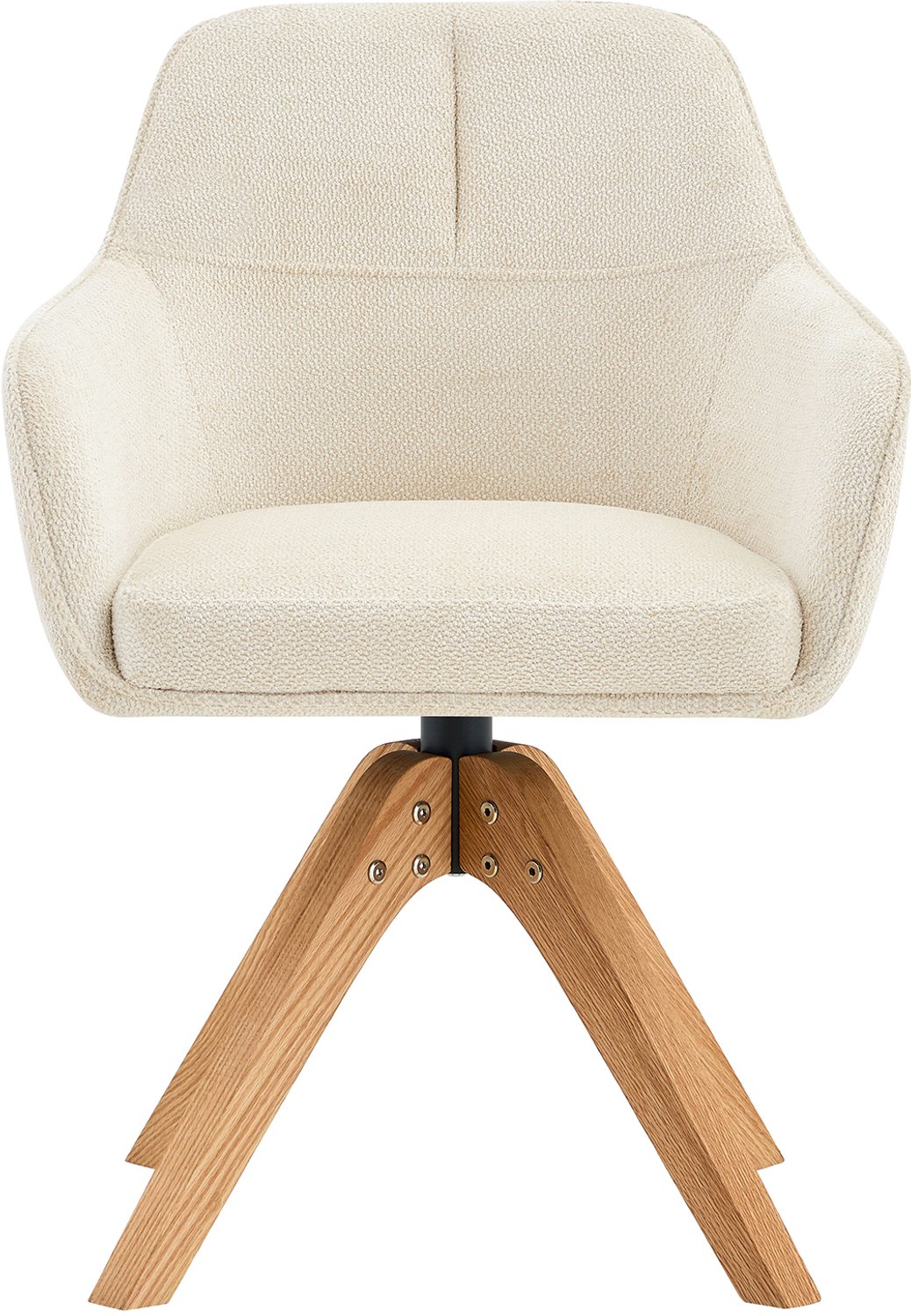 SONNENH Draaibare eetkamerstoelen set van 2 - Beige stof - Massief eiken poten - Armleuningen - 360 graden Beige met naturel houten poten