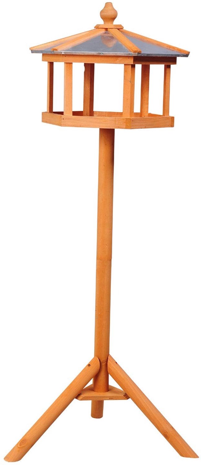 Famanu – Houten vogelvoederhuis met zinken dak, waterdicht, geschikt voor tuin, terras of balkon