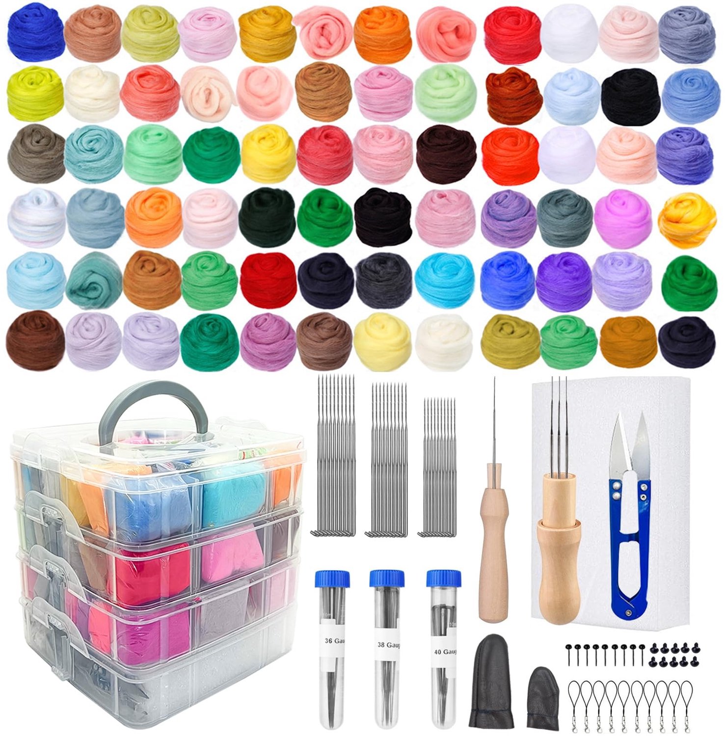 Famanu – Naaldvilt starterset met 72 kleuren wol en accessoires