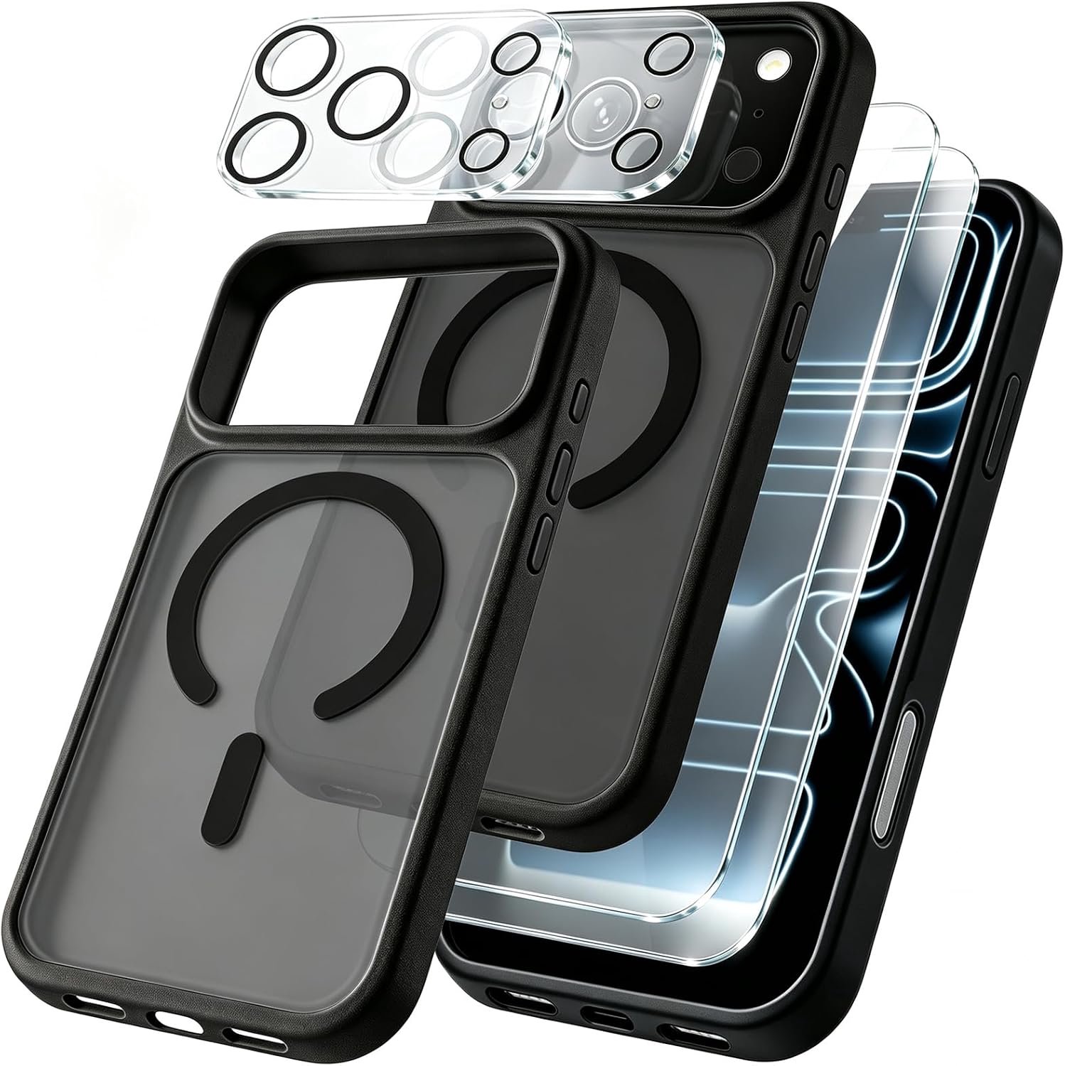 Zandarix Hoesje Geschikt voor Apple iPhone 18 Pro - 2 Stuks Screenproctor - 2 Stuks Cameralensbescherming - Geschikt voor Mag - Krasbestendig - Antislip - Back Cover Hoesje - Zwart