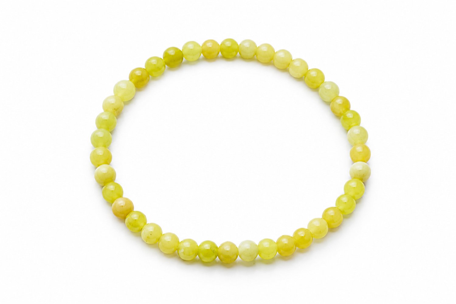 Limoen Jade Armband 4 mm Kralen - 17 cm - Elastische Edelsteen Armband - Lichtgroen/Geelgroen - Natuursteen – Dames & Heren – Armband met kleine kralen – Fijne armband – Gele natuursteen – Jade armband – Gele jade