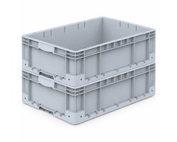 Povag Euronorm Stapelbak - Set van 2 - Opbergbak - Transportkrat - 60x40x17 cm - Grijs