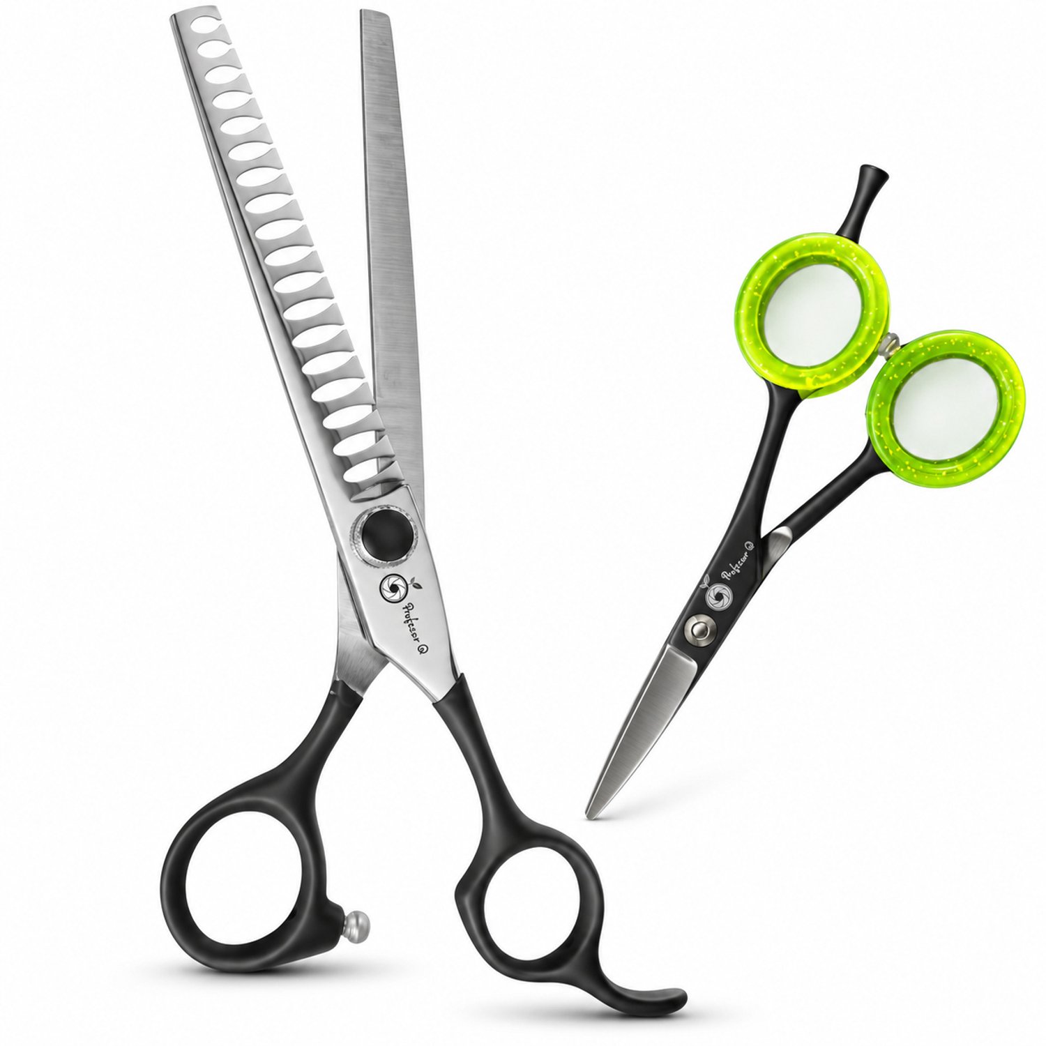 Professor Q Hondentrimset - Chunkerschaar 8 inch Zilver - Potenschaar Zwart/Groen - 2-delig