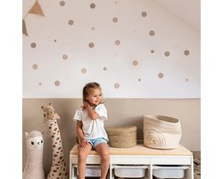 LILIMAUS Muurstickers kinderkamer - 132 stippen - zelfklevend - donkerbeige