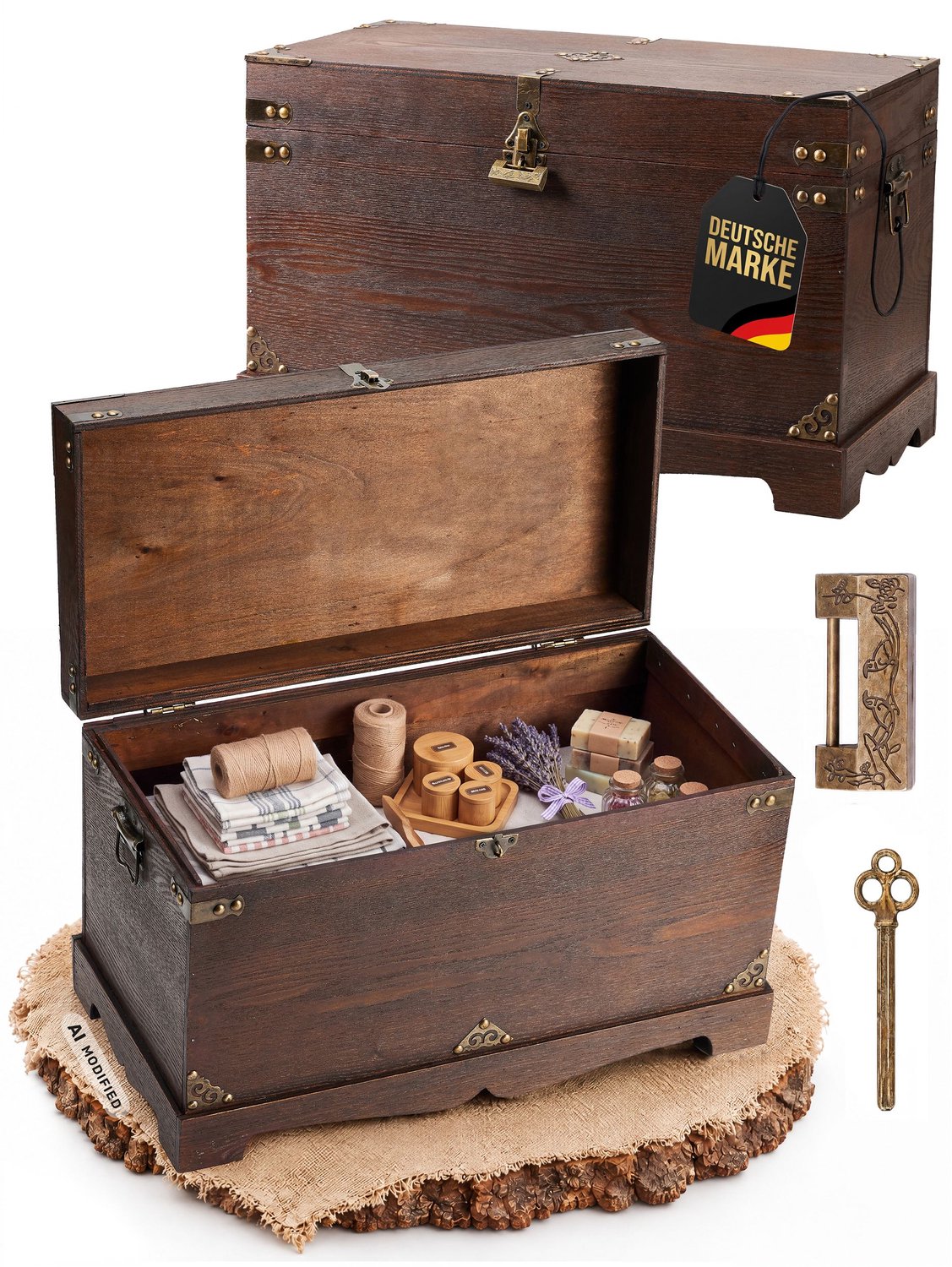 Kingpower houten schatkist met slot, schatkist, houten kist