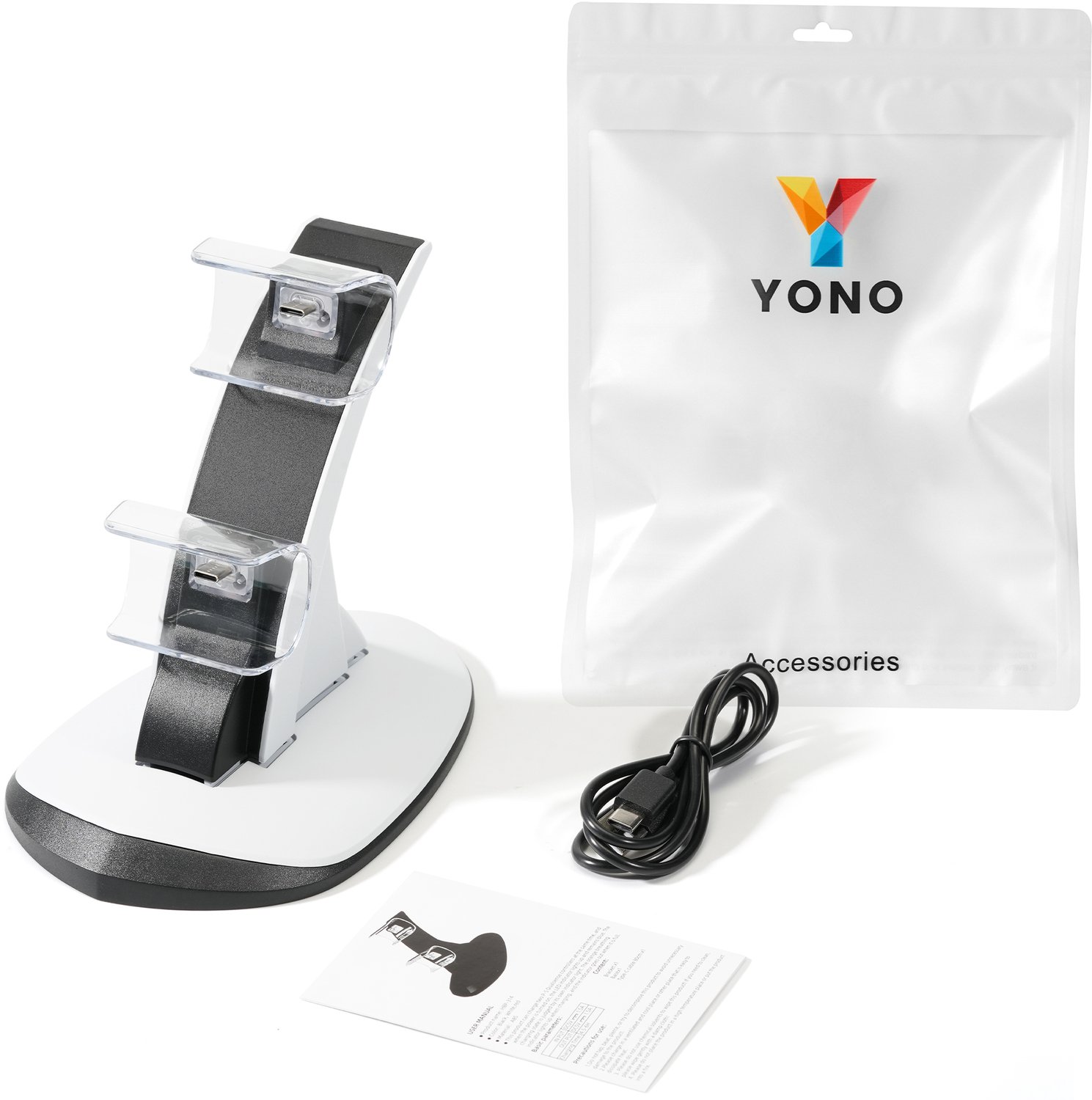 YONO Controller Oplaadstation geschikt voor PlayStation 5 - PS5 DualSense Controllers - Dual Oplader - Charging Dock - Wit - Staand – foto 8