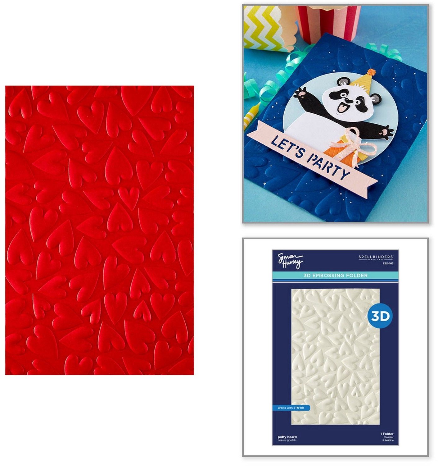 Spellbinders Simon Hurley 3D Embossing Folder - Puffy Hearts