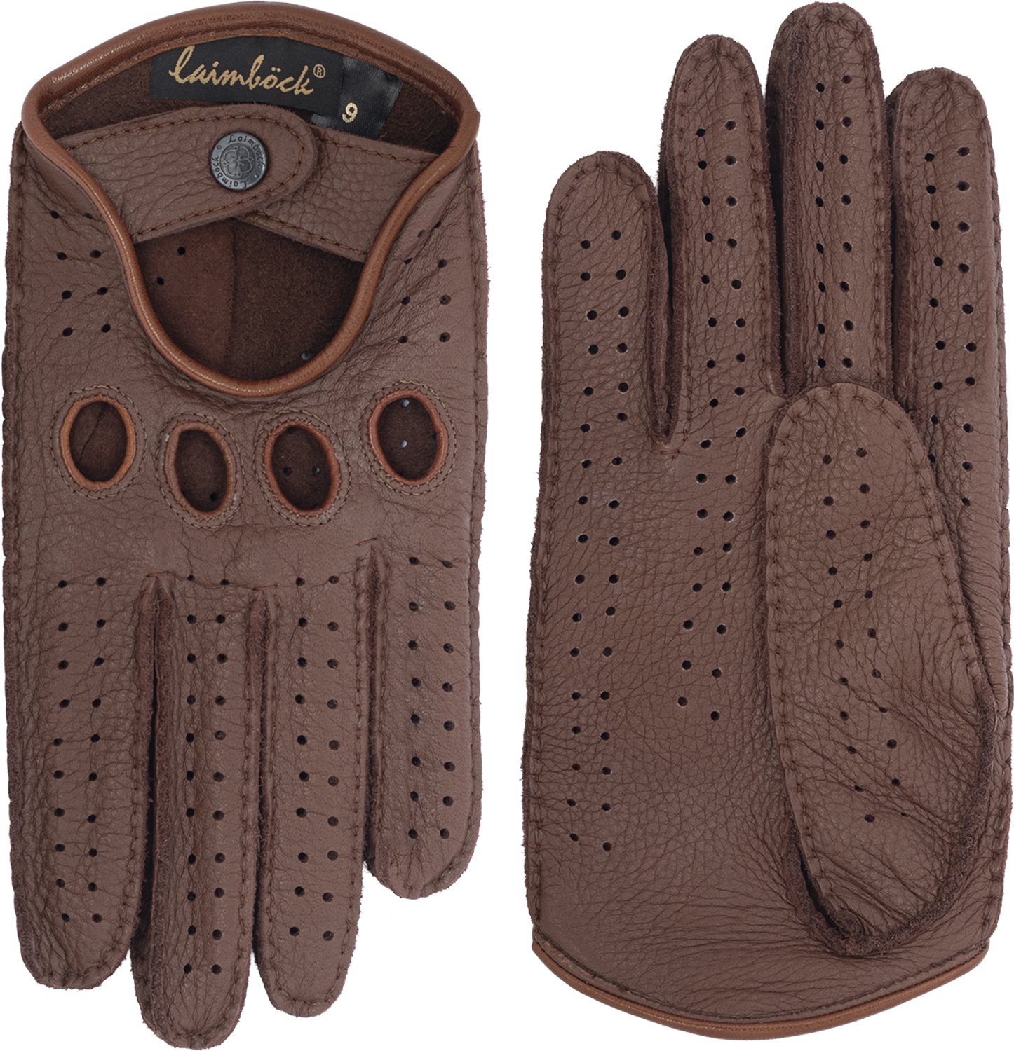 Laimböck Buxton - Exclusieve leren heren autohandschoenen Kleur: Cognac, Maat: 8